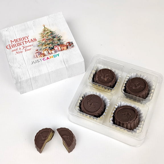 12 Pack Merry Christmas Candy Favor Box With Dubai Milk Chocolate Truffles - Christmas Tree