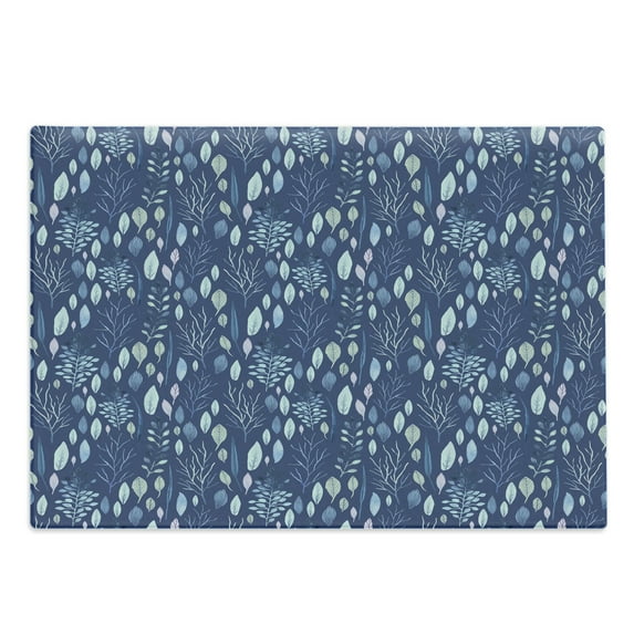 Blue Cutting Board, Watercolor Style Floral Elements Herbs and Leaves Pastel Botanical, Decorative Tempered Glass Cutting and Serving Board, Large Size, Pale Mauve Pale Blue, by Ambesonne