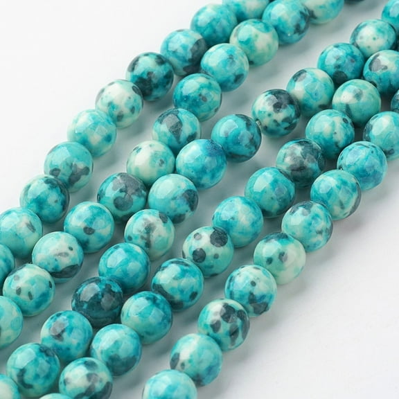 1strand Natural Ocean White Jade Bead Strands Round Dyed Dark Turquoise 8mm Hole: 1mm about 50pcs/strand 15.7 inch(400mm) Blue