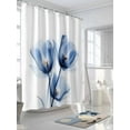 thumbnail image 3 of Fsddascl Blue Flowers Shower Curtain Set - 72" x 78" Washable Bathtub Curtain with 12 Hooks, Minimalism Botanical Ombre Tulip Floral Waterproof Fabric Stall Shower Curtains for Bathroom/Bathtub, 3 of 6