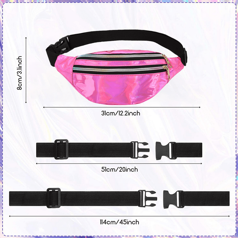 Fanny Pack for Women Party Waist Festival Money Belt Leather Pouch Concert  Holographic Wallet Bum Bag Tote Silver