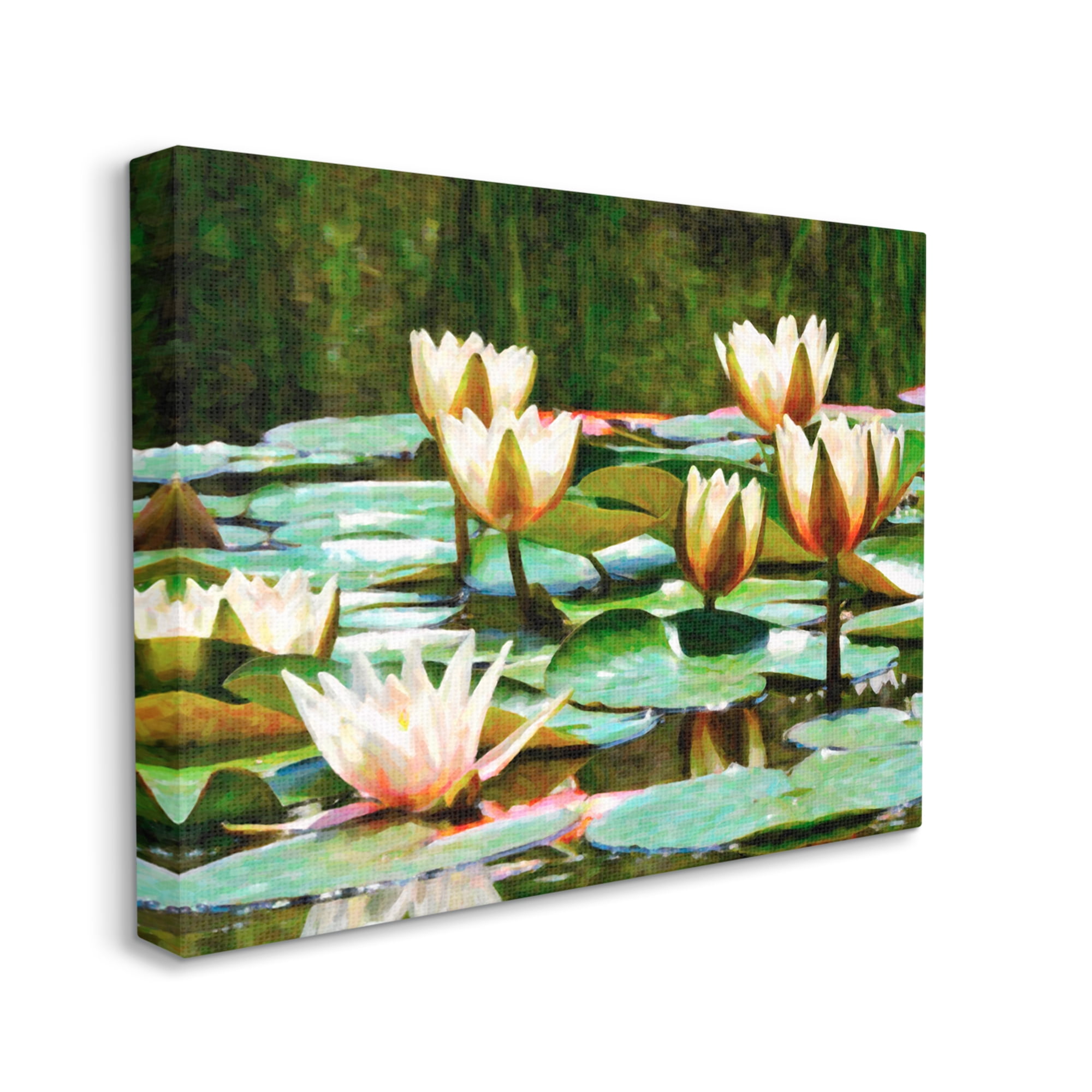 Stupell Industries Pond Lilies Blooming Botanical & Floral Painting Gallery Wrapped Canvas Print Wall Art, 48 x 36