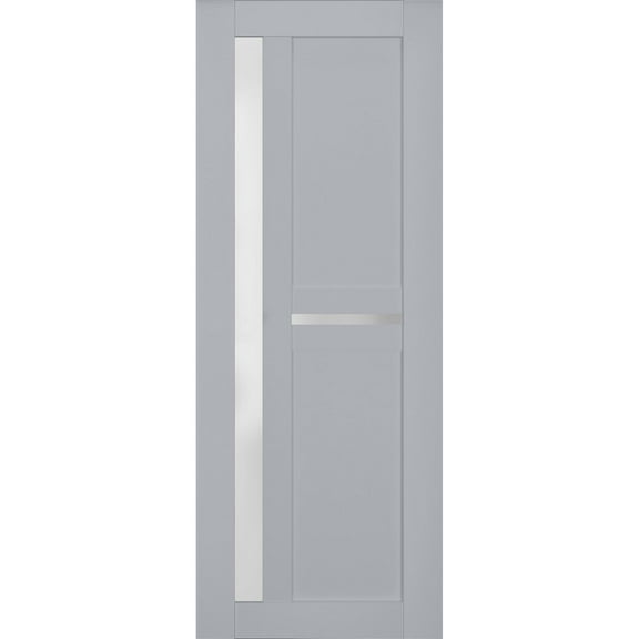 Slab Barn Door Panel Frosted Glass | Veregio 7288 Matte Grey | Sturdy Finished Doors | Pocket Closet Sliding-36" x 84"