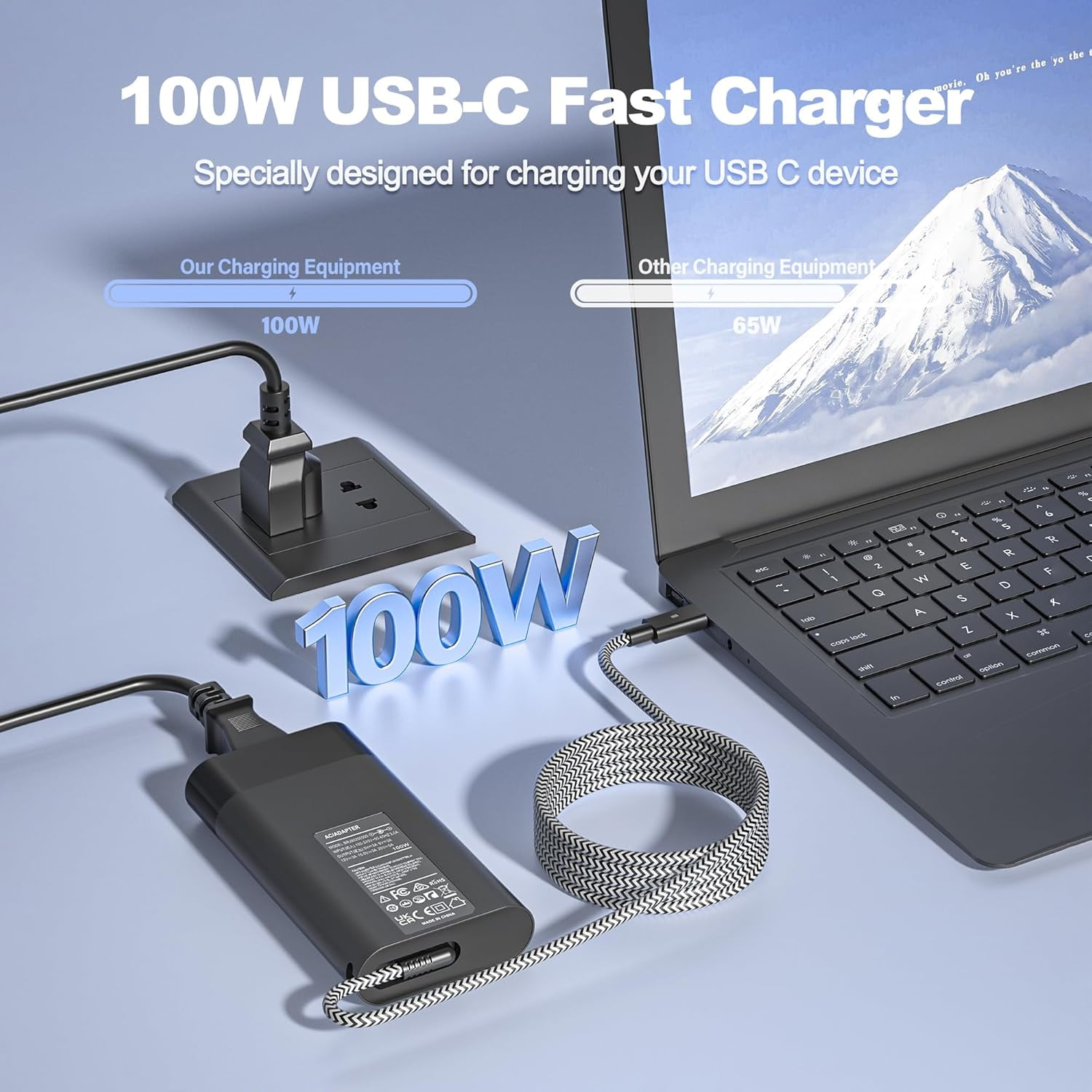100W USB C Charger for HP Spectre Fold 17 x360 16-aa0047nr, Pavilion Plus 14 14-ew1010nr, ZBook Firefly 14 16 G11, Envy 17-cw1087nr 17-cw1097nr TPN-LA31 N57041-001 N56858-001 Slim Power Adapter