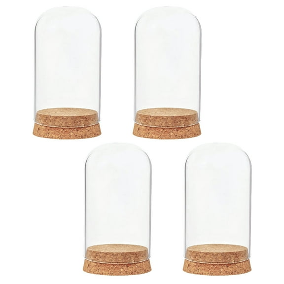 FENGGUIQU 4Pcs Transparent Decorative Glass Cloche for Preserved Flower Display and Home Decor