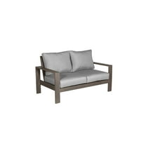 Loveseat - 60" Patio Seating - Weatherproof Aluminum Frame - Silver Gray Cushions - Outdoor Furniture