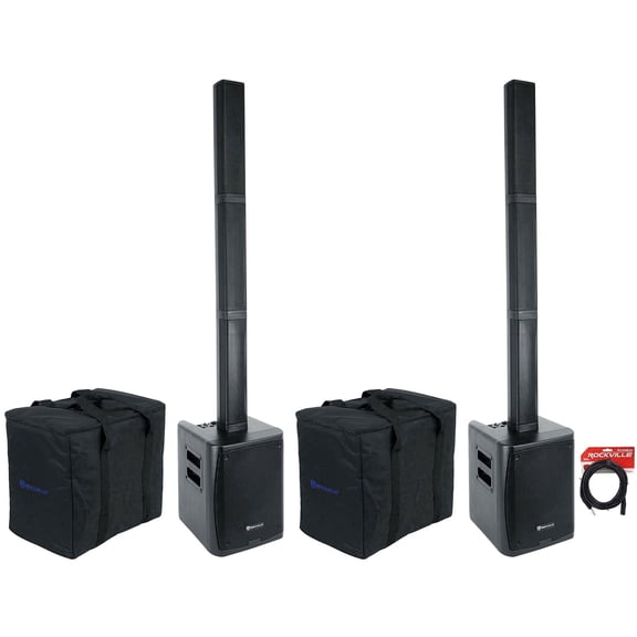 (2) Rockville TITAN PORTABLE ARRAY Rechargeable PA DJ Speakers w/8" Subwoofers