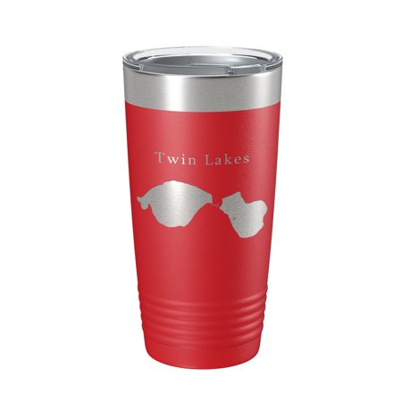 

Twin Lakes Map Tumbler Travel Mug Insulated Laser Engraved Coffee Cup Lewiston Montmorency County Michigan 20 oz Red