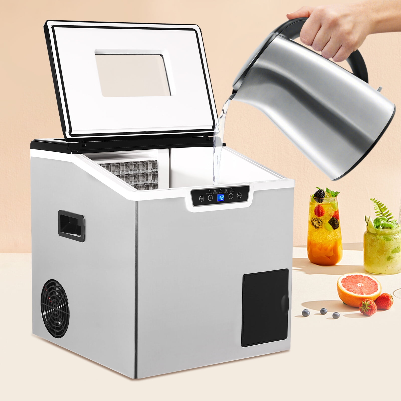 DENEST Self Dispensing Countertop Crushed Ice & Ice Cube Maker Stainless Steel 150-180W
