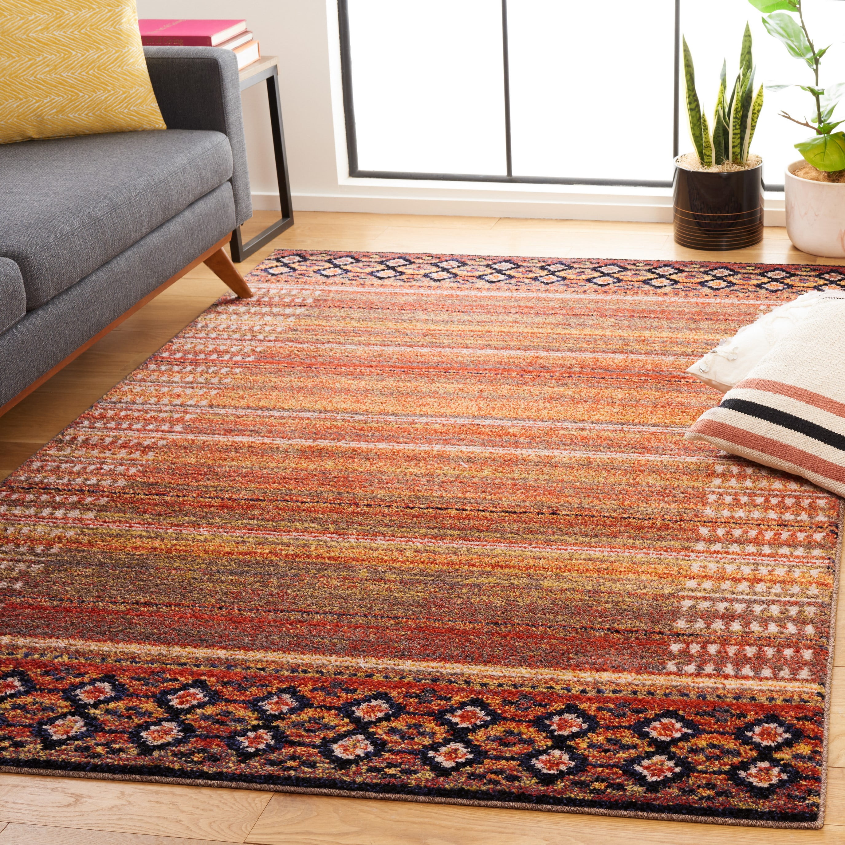 SAFAVIEH Adirondack Maria Stripe Area Rug, Ivory/Blue Grey, 5'1" x 7'6"