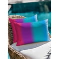 thumbnail image 4 of 1 Pack Outdoor Throw Pillow, Red Blue Ombre Waterproof Pillow with Insert Included, Purple Teal Gradient Striped Decorative Accent Cushion Lumbar Pillows for Patio Porch, 12 x 20 In, 4 of 8