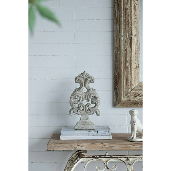 CC Home Furnishings Crested Arrow Cement Sculptural Decoration - 14.5" - White