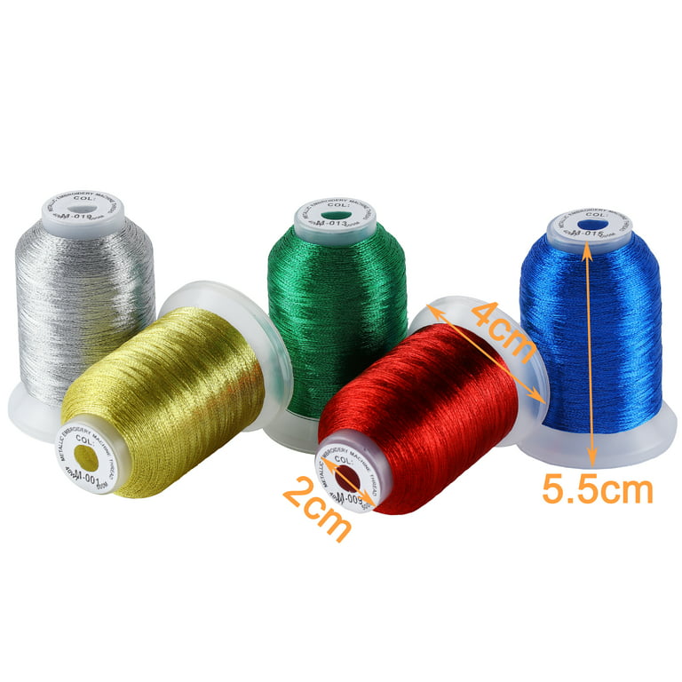 New brothread 20 Assorted Colors Metallic Embroidery Machine Thread Kit 500M (550Y) Each Spool for Computerized Embroidery