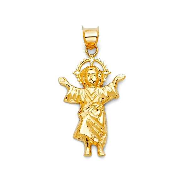 14k Yellow Gold Divine Infant Religious Faith Inspiration Jesus Pendant Necklace 15x30mm Pendant for Women