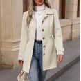 thumbnail image 2 of Biaocheng Women's Double Breasted Trench Coat Casual Long Sleeve Lapel Collar Belted Mid-Length Jacket with Pockets Solid Color Fall Winter Outerwear, 2 of 5