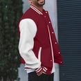 thumbnail image 3 of Baseball Letterman Jackets with Faux Leather Sleeve Bombers Coat Outwear Men's Varsities Jackets, 3 of 9