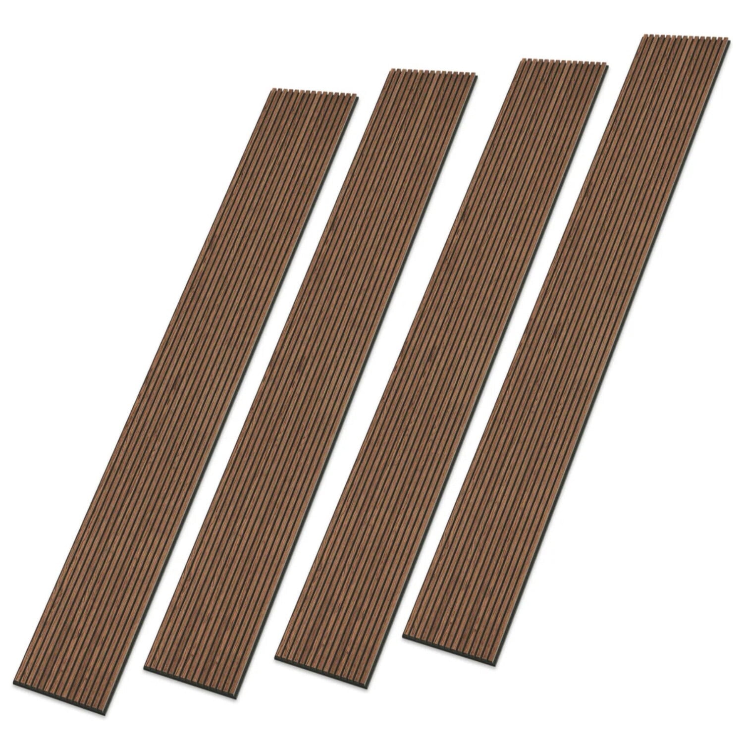 Plank & Hue 4Pcs 106"x12.6" Soundproof Wood Slat Panels Acoustic Wall and Ceiling Panels, Classic Brown