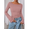 thumbnail image 2 of Top Corto de Manga Larga PRETTYGARDEN para Mujer en Rosa Polvoriento XS, 2 of 9