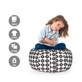 thumbnail image 2 of Abstract Storage Toy Bag Chair, Geometric Circles Forming Large Flower Petals Fragrance in Minimalist Style, Stuffed Animal Organizer Washable Bag, Small Size, Black and White, by Ambesonne, 2 of 3