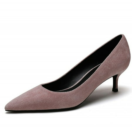 

YCNYCHCHY 2020 New Kid Suede Leather Med Heels Pointed Toe Women Pumps Concise Luxury Elegant Office Lady Wedding Spring Shoes