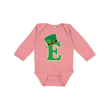 

Inktastic Irish St Patricks Day Letter E Monogram Gift Baby Boy or Baby Girl Long Sleeve Bodysuit