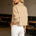 thumbnail image 5 of IUYRTFE Women's Short Double-Breasted Trench Jacket – Button-Front Lapel Collar Long Sleeve Casual Coat for Spring and Fall Daily Wear, 5 of 9