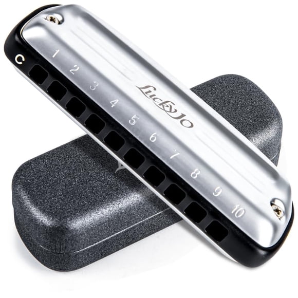 East top Harmonica, Advanced 10 Holes Mouth Organ with Silver Cover, Blues Harmonicas For Adults, Professionals and Students