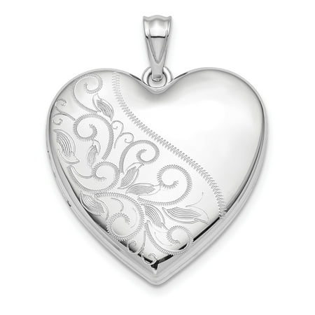 Sterling Silver Heart Locket Pendant for Women with Floral Engraving, Romantic Memory Jewelry for Remembrance, Holds Small Photo, Symbolizes Love, Elegant Keepsake Necklace