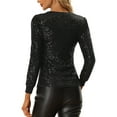 thumbnail image 3 of INSPIRE CHIC Sequin Top for Women's V Neck Party Sparkly Blouses XS Black, 3 of 6