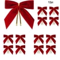 thumbnail image 2 of 12Pcs Velvet Christmas Tree Decorations Bows Pendants Hanging Wreath and Garland Bows Ornaments Holiday Indoor Christmas Decorations, 2 of 7