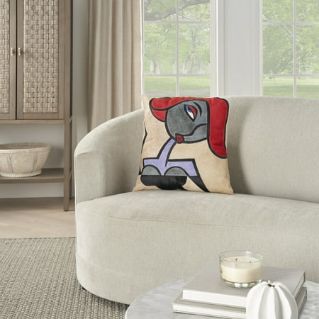 Nourison Natural Leather Hide Modern Woman Multicolor 20 x 20 Throw Pillow