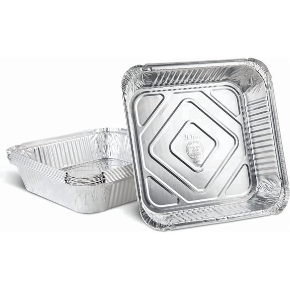 PLASTICPRO Aluminum Foil Baking Pans 9" x 9" x 2" Square Tin Foil Cake Pan for Ovens, 10 Count
