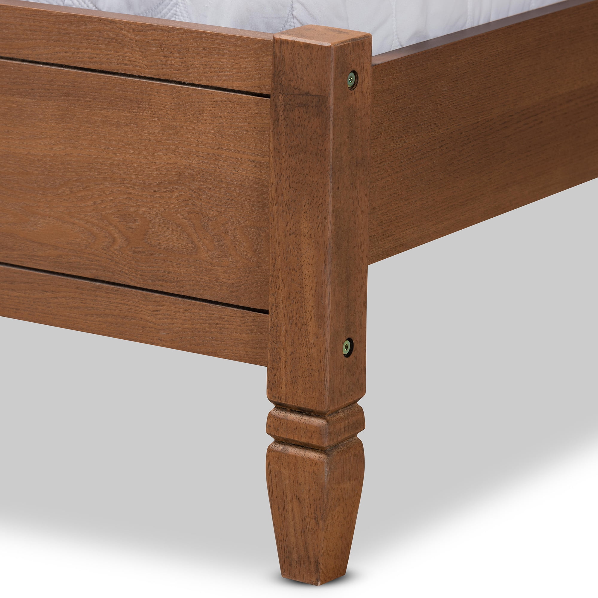 Baxton Studio Redmond Mid-Century Engineered Wood Platform Bed, Queen, Walnut Brown