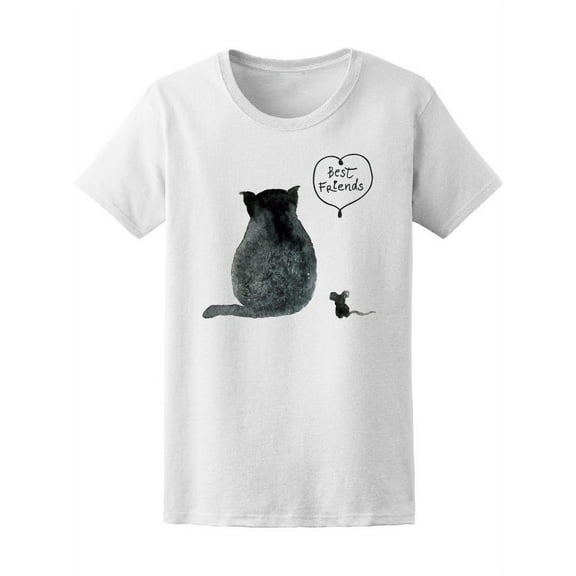 Watercolor Black Cat Mouse Cat Tee Women's -Image by Shutterstock