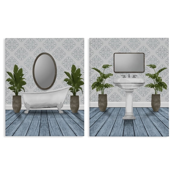 Stupell Industries Bathroom's Restful Wash 2 Piece Canvas Wall Art Set, design by Marcus Prime