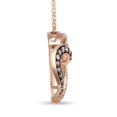 thumbnail image 2 of Jewelili 10K Rose Gold With 1/2 Cttw Natural Champagne and White Round Diamonds Tilted Heart Pendant Necklace, 18" Rope Chain, 2 of 10