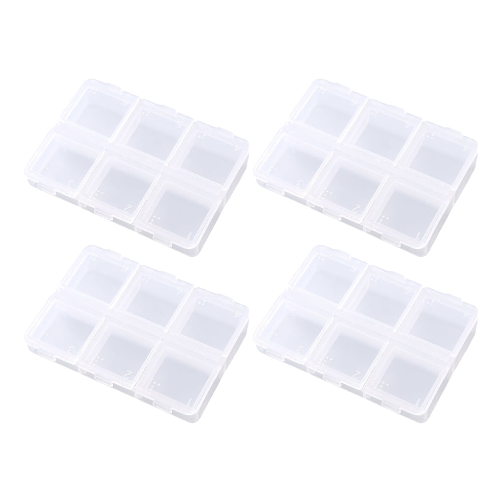 4 Pack 6 Grids Plastic Bead Organizer Box/ Clear Crafts Thread Storage ...