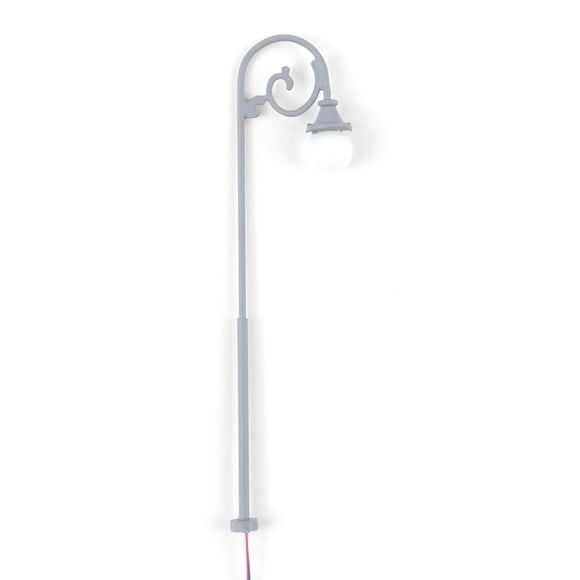 Cateissary 1:87 farolas modelo de cabeza única bombilla de ferrocarril lámpara de estilo tradicional DIY poste de luz para patio en miniatura decoración Artesanía Luz gris/blanca Cateissary HA066590-05