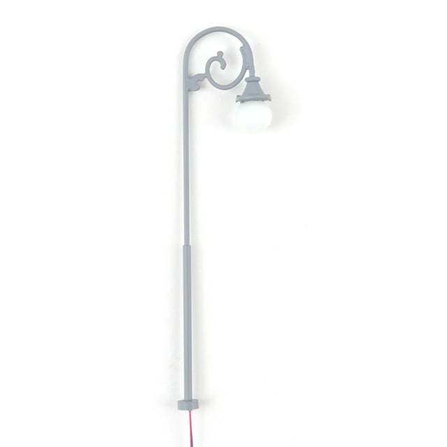 Cateissary 1:87 farolas modelo de cabeza única bombilla de ferrocarril lámpara de estilo tradicional DIY poste de luz para patio en miniatura decoración Artesanía Luz gris/blanca Cateissary HA066590-05