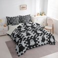 thumbnail image 2 of Manfei Checkerboard Spooky Ghost Full Size Bedding Sets 7 Pieces, Happy Halloween Full Size Bed in a Bag, Black Gray,Grey Reversible, 2 of 7