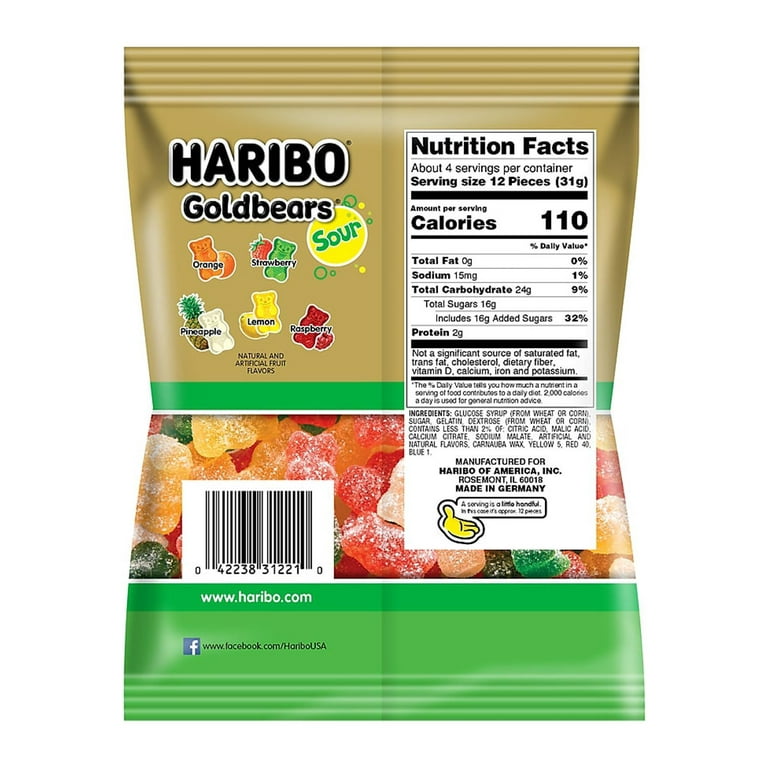 Haribo Sour Gold Bears Gummi Candy 4 5 Oz