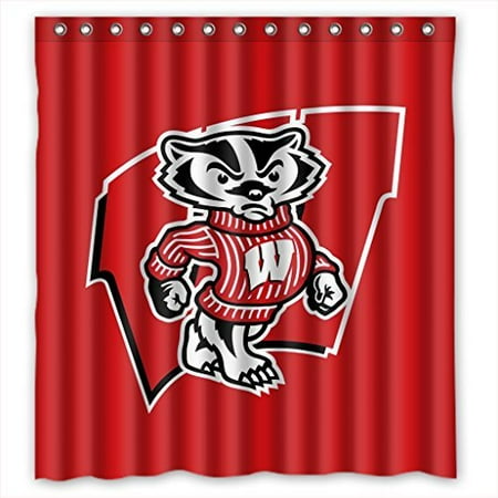 Deyou Wisconsin Badgers Shower Curtain Polyester Fabric Bathroom Deyou Wisconsin Badgers Shower Curtain Polyester Fabric Bathroom Size 60x72 Inches