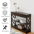 thumbnail image 6 of Costway 3-Tier Console Table X-Design Sofa Entryway Table with Drawer & Shelves Espresso, 6 of 12