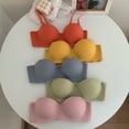 thumbnail image 4 of Gymayou Women Wireless Push Up Bra Comfort Lift Support Bralette Wavy Edge Adjustable Strap Seamless Bras Orange A, 4 of 4
