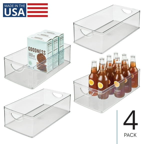 Kitchen Cabinet Storage Bins - Organizer Bins with Handles for Kitchen, Pantry, or Cabinet - Made in USA