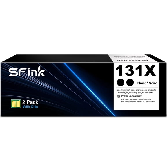 131X CF210X Toner Cartridges Compatible for HP131X for LaserJet Pro 200 Color M251n M251nw ,MFP M276n M276nw Pritner （ 2 Pack Black )