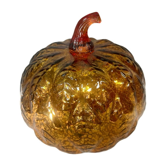 Fall Decor Glass Pumpkin Lights, Lighted Mercury Glass Pumpkins for Fall Halloween Thanksgiving Decorations Gifts for Home Decor