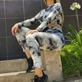 thumbnail image 4 of Itsame Tops and Pants Activewear Set Womens Sweatsuits 2pcs Sets Long Sleeved Printed Round Neck Tie Dyeing Women Athletic Outfit Sets Black Size L, 4 of 8