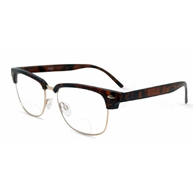 Lentes de Lectura Bifocales Semi Aro Rosa con Diseño Carey 1.25