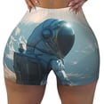thumbnail image 2 of Salouo Astronaut Contemplating Planet Print Women's Athletic Shorts,Booty Shorts Biker Shorts High Waisted Elastic Workout Shorts for Yoga Gym Running Sports-X-Large, 2 of 8